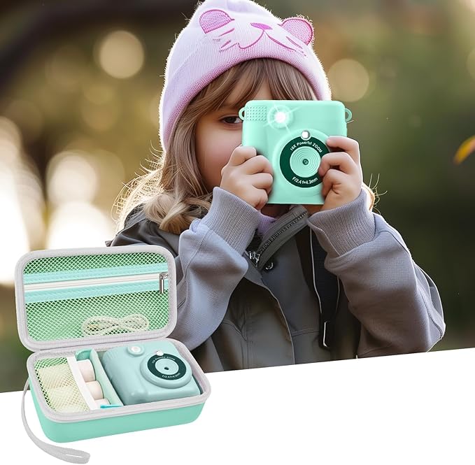 Case Compatible with ESOXOFFORE for Dylanto for Anchioo for WEEFUN for GKTZ for Amzelas for Mafiti Instant Print Camera for Kids, Film Camera Storage Holder Organizer Bag (Box Only)- Mint Green