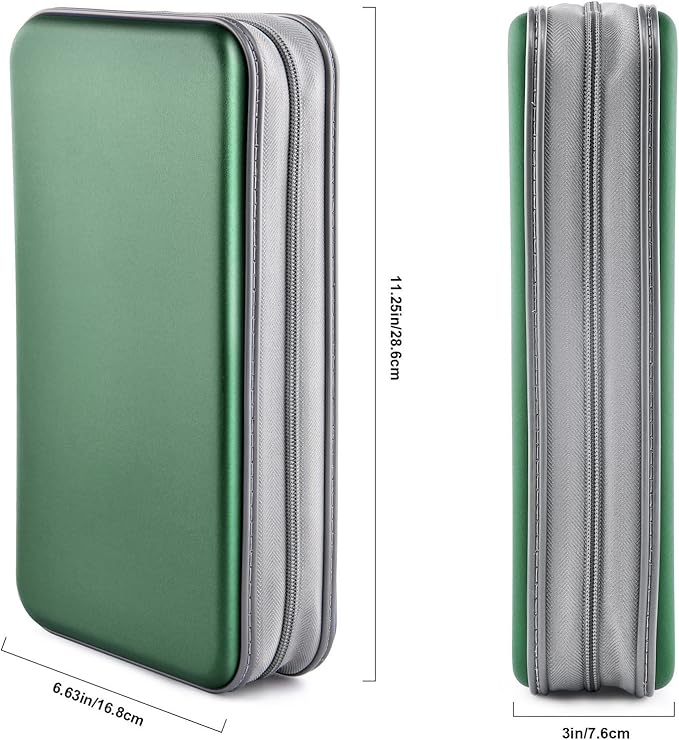 DVD Case, Bivisen CD Case Holder Wallet Binder 96 Capacity CD/DVD Cases Storage Holder Binder Organizer Wallet Book for Car Home Travel (Dark Green)