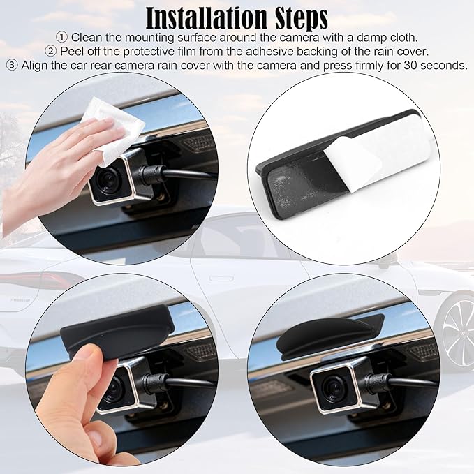 2pcs Rear View Backup Camera Cover, 2 Color Silicone Car Rear View Camera Anti-Rain Cover for Cars Exterior Accessories(Black & White)
