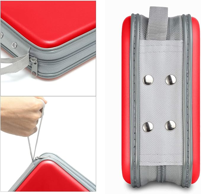 CD Case, 40 Capacity CD/DVD Case Holders Wallet Hard Plastic DVD Disc Cases Storage Binder for Car Home Office Travel (Red)