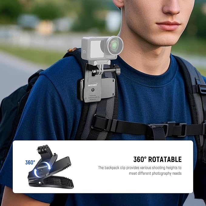 NEEWER Accessory Set Compatible with GoPro Hero Insta360 DJI AKASO Action Camera, Quick Change Head Strap Head Strap Holder, Chest Strap, Backpack Hat Clip Holder & 360° Wrist Strap for GP-75