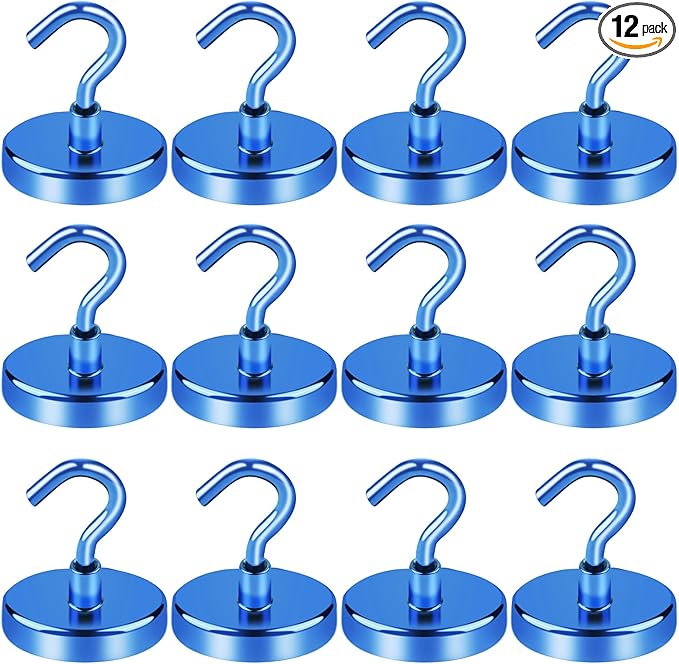 LOVIMAG Magnetic Hooks for Cruise Cabins, 120LBS Cruise Essentials Must Haves, Cruise Magnets, Magnetic Key Holder, Strong Magnetic Hooks for Hanging, Fridge, Grill -12 Pack