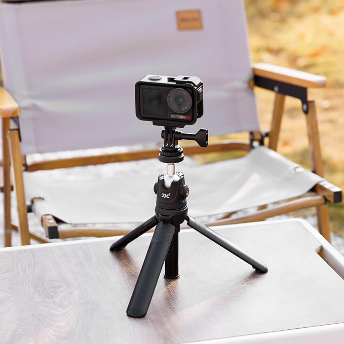 JJC 2-in-1 Tripod Mount & Hot Shoe Camera Mount Adapter for GoPro Go Pro Hero 13 12 11 10 9 8, DJI Osmo Action 5 4 3 & More Action Camera on 1/4"-20 Tripod or Canon Nikon Sony Fujifilm DSLR Camera