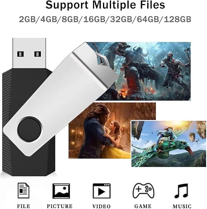 4GB USB Flash Drive 10 Pack, Wooolken USB 2.0 Thumb Drives with Lanyards Swivel Memory Stick for Data Storage and Backup (Mixed Colors)