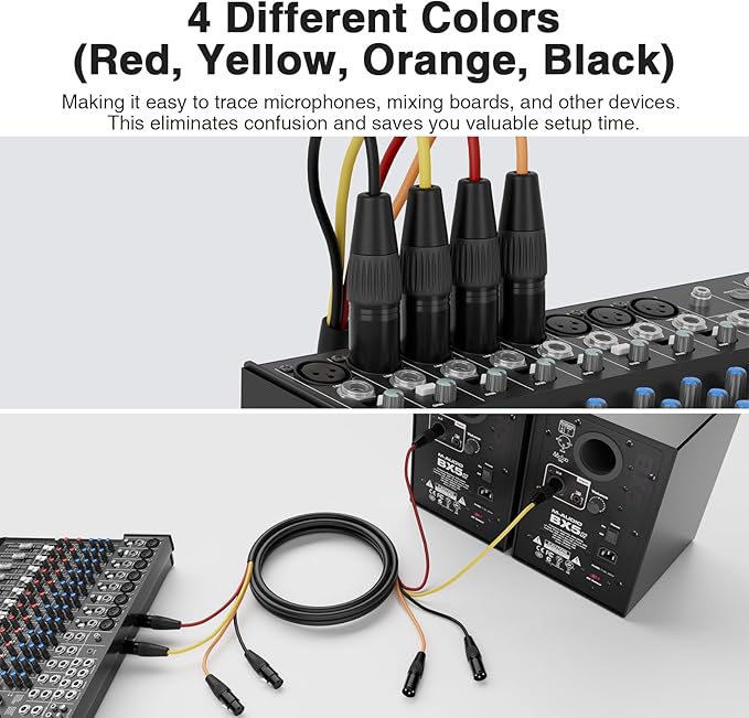 BIFALE 4-Channel XLR Snake Cable - 6.6FT, Male to Female, Balanced Audio for Live & Recording