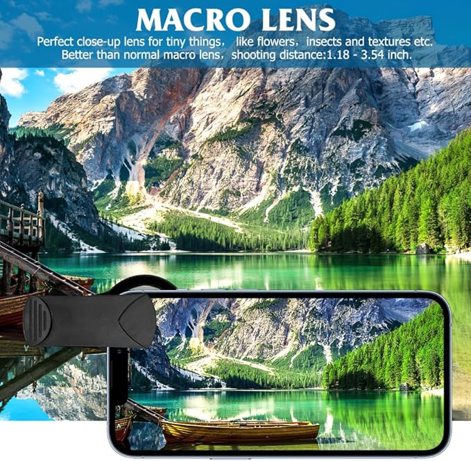37Mm Clip-on Macro Lens for Smartphones 15X Zoom Mobile Phone Lens with Multi-Coated Optics for Clear Close-up Photography Compatible with iPhone 15 Pro Max and Other Phones