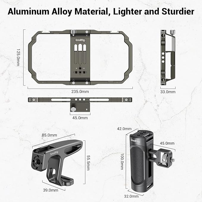SmallRig Universal Phone Video Rig Kit for iPhone 17 16 15 14 13 12 Pro Max, Aluminum Handheld Phone Cage with Handles, Video Stabilizer Rig for Vlog Videography Live Streaming