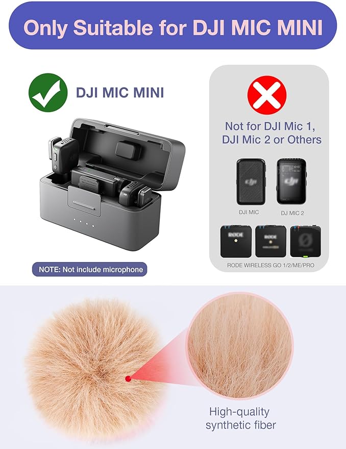 YOUSHARES Microphone Wind Muff Compatible with DJI Mic Mini - 2 Packs Furry Windproof Cover Suitable for DJI MINI 2024 Wireless to Reduce Wind Noise