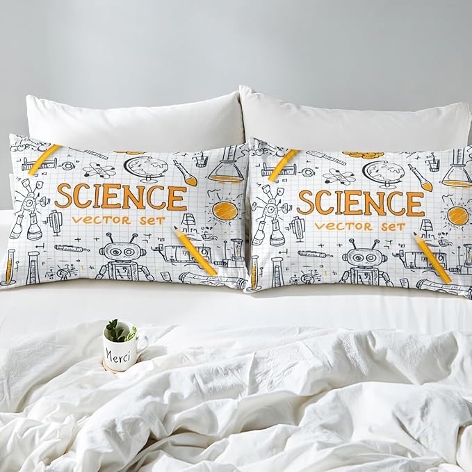 Erosebridal Science Formula Twin Bed Sheets, Science Theme Fitted Sheet Set for Boys Girls, Math Equation Print Bedding Set, Mathematics Formula Pattern Bed Set for Teen Kids Bedroom Decor