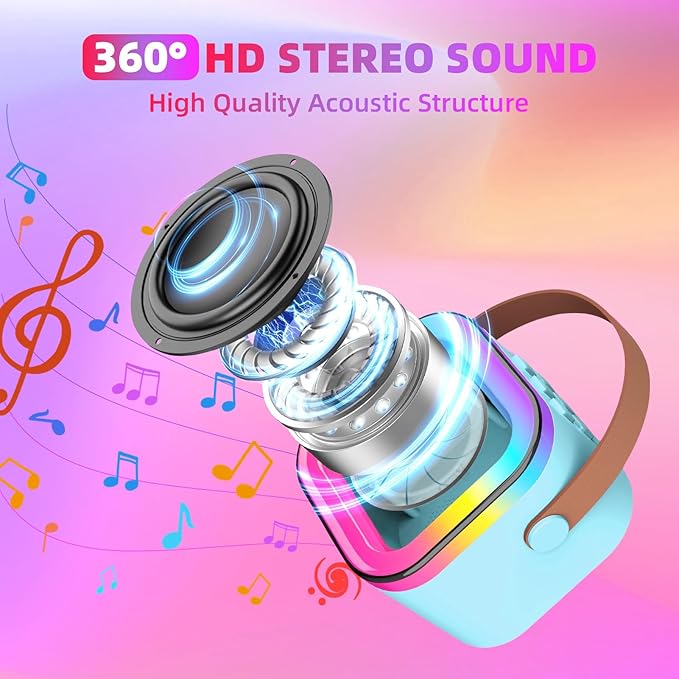 Karaoke Machine for Kids, Kids Karaoke Machine for Girls with 2 Wireless Microphones, Mini Portable Bluetooth Speaker Kids Karaoke Machine Gifts for Girls and Boys Family Party (Blue)