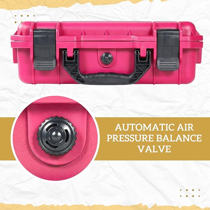 Relaxweex Rose 1 Pcs Waterproof Hard Case with DIY Customizable Foam Insert Portable Protective Case with Knife for Camera Drones Equipments Tools Test Instruments (14.3 x 11.4 x 4.5 Inch)