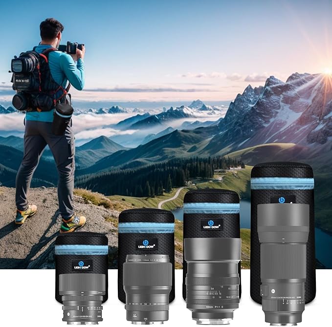 Lightdow 4pcs Pack Lens Pouch 5mm Thick Soft Neoprene DSLR Lens Bag