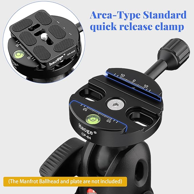 Haoge 64mm Screw Knob Clamp Adapter Mount for Quick Release QR Plate Camera Tripod Ballhead Monopod Ball Head Fit Arca Swiss