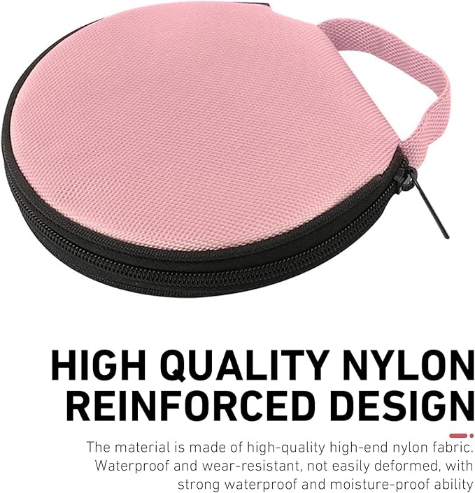 1 PC Car CD Case, Oxford Cloth Round CD Storage Bag with Handle, Waterproof Portable Large Capacity DVD Wallet File Organizer, Universal for Most Cars, Homes (Pink)