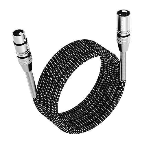 FIBBR XLR Cable 50ft/15M, Microphone Cable Nylon Braided XLR Male to Female Heavy Duty Balanced Microphone Cord Compatible with Preamps/Speaker Systems and More
