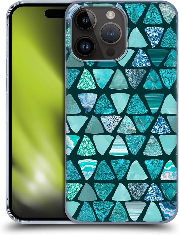 Head Case Designs Officially Licensed LebensArt Teal Triangle Patterns 2 Hard Back Case Compatible with Apple iPhone 15 Pro Max