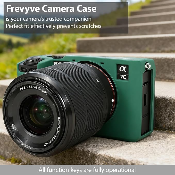 Frevyve Case for Sony A7CII/A7CR Camera Accessories, Soft Silicone Protective Case Skin with Screen Protector, Perfect Fit Sleeve, Lightweight, Anti-Scratch for Sony Alpha 7C II/7CR Cover (Green)