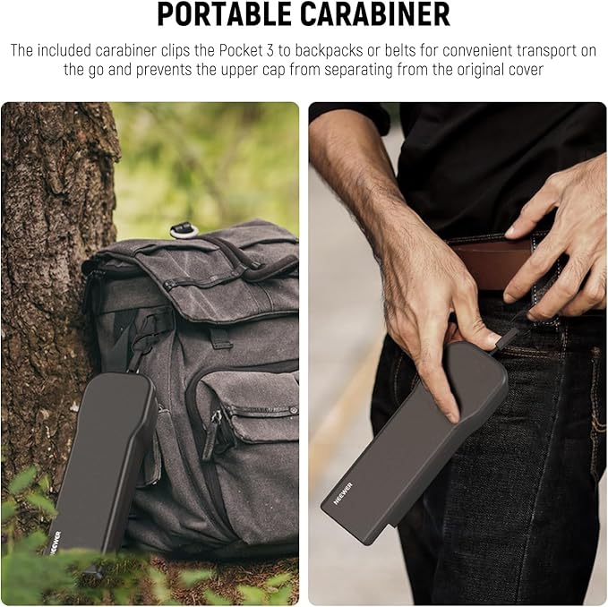 NEEWER Pocket 3 Protective Cover with Carabiner, Heavy Duty Shockproof Upper Hard Case Travel Hood Cap Compatible with DJI Osmo Pocket 3 Gimbal Screen Lens Protector Creator Combo Accessories, AC026