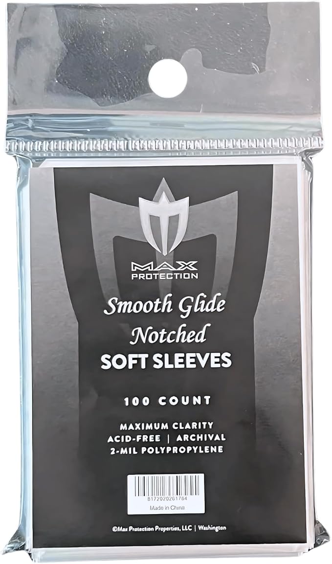 Max Protection Notched Penny Sleeves - 100ct Packs - Easy Glide Notched Card Holders- Premium, Acid-Free & Archival Safe Protection for Trading/Sports/Collectible Cards (2000 Sleeves)