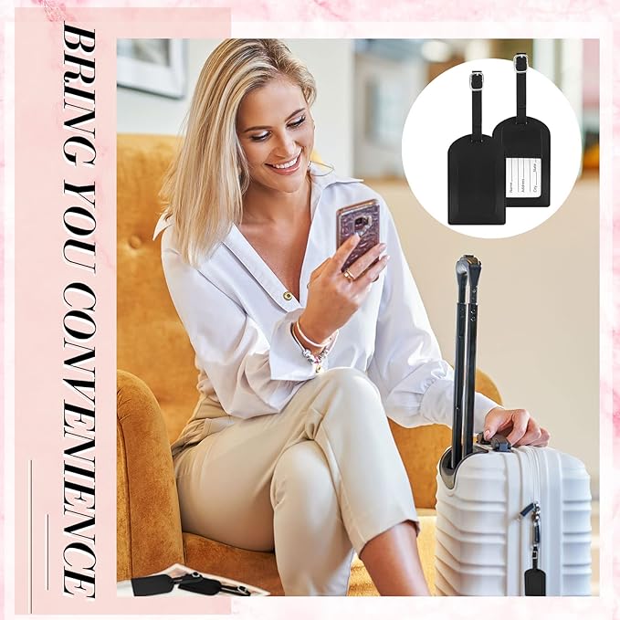 Dunzy 30 Pieces Leather Luggage Tag Women Identifiers Travel Suitcase Tags for Luggage Travel Backpack Bag Wedding Favors Women Men Adults Bulk