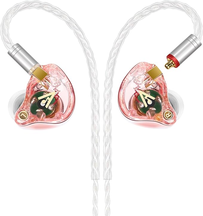 Vibes 202 Wired Earbuds - HiFi in Ear Monitor Headphones – Professional Noise Isolating Ear Buds - Clear Sound, Deep Bass & Comfort-Fit IEM Earphones - MMCX to 3.5mm, Silver Plated Cord, Carrying Case