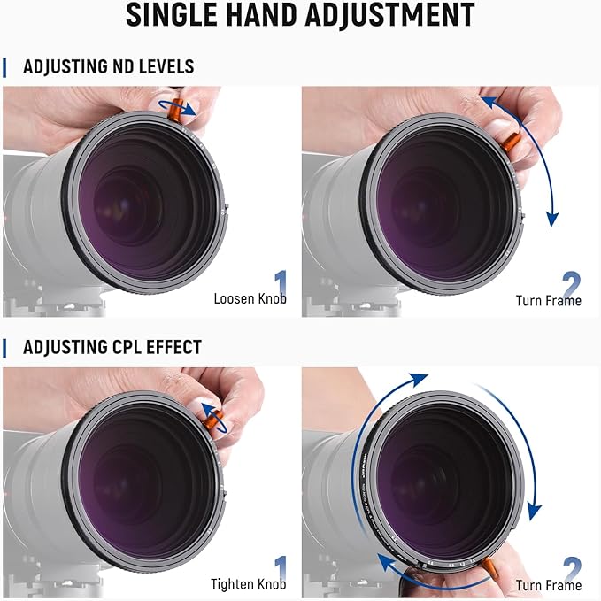 NEEWER 58mm 3 in 1 Variable ND Filter + CPL + Black Diffusion 1/4, ND2-32 (1-5 Stop), Camera Lens Neutral Density Circular Polarizing Multicoated HD Optical Glass Effect Filter with Storage Case