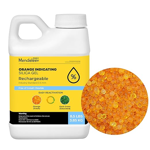 8.5 LB Orange Silica Desiccant Beads - Indicating Silica Gel Beads Drying Silica Beads Reusable Silica Gel Desiccant Dehumidifier