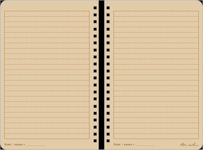 Rite in the Rain Weatherproof Side Spiral Notebook, 4.625" x 7", Tan Cover, Universal Pattern (No. 973T)