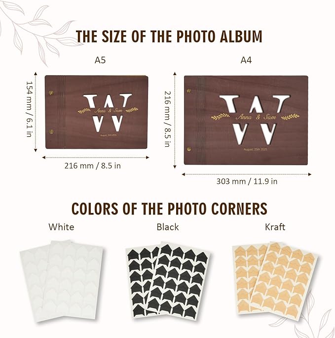 Personalized Wooden Wedding Photo Albums, Hollow Letter Custom Wedding Scrapbook Album, Anniversary Photo Album Retro Photo Book, Couples Scrapbook Perfect Keepsake Gifts