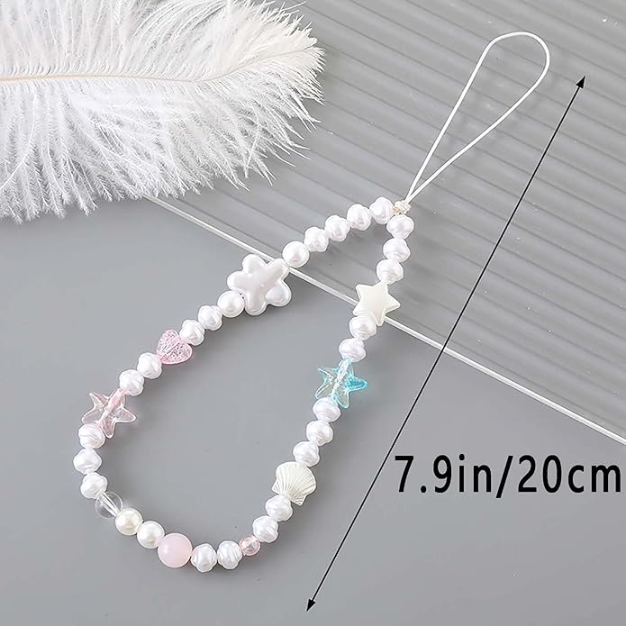 Beaded Phone Charm Lanyard Strap Girly Style Fixed Beads Pearl Lanyards