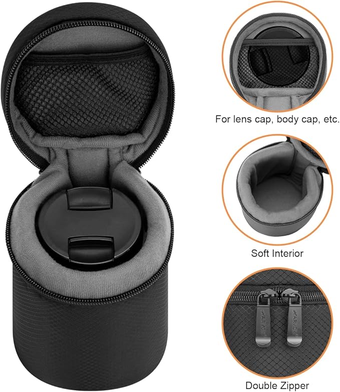 ARVOK Camera Lens Case, Water Resistant Protective Pouch for DSLR Camera, 4 Size Thick Bag for Nikon, Tamron, Sigma, Pentax, Sony, Fuji, Panasonic (4 Pack)