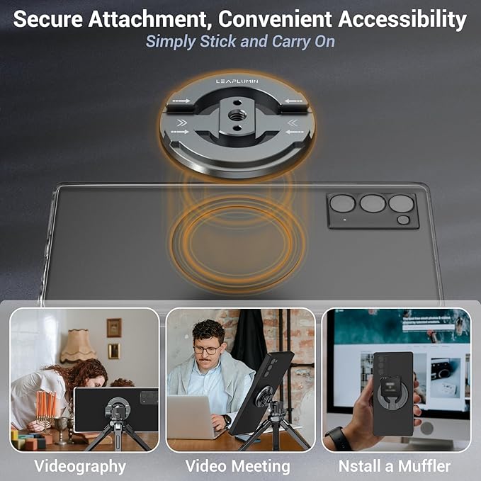 Magnetic Phone Tripod Mount Adapter with Adhesive Magnetic Ring，1/4” Screw Hole Suitable for Ball Head/Tripod，Cold Shoe Design Compatible with Microphone with Hot Shoe Connector