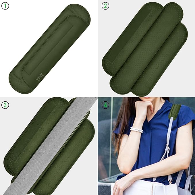ZINZ Universal Shoulder Pad with Ultra Thick Cushion for Bag Luggage Bag Crossbody, Plus Long & Anti-Slip & Breathable,Army Green