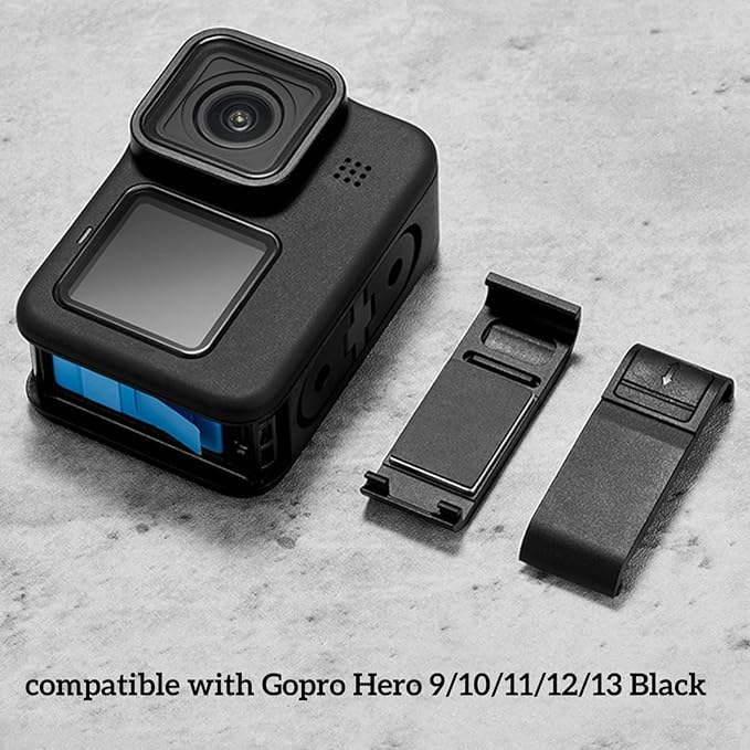 Replacement Side Door Battery Cover for Gopro, Dustproof Pass Through Battery Cover Lid with Type-C Charging Port Repair Part Camera Accessories for Gopro Hero 9/10/11/12/13 Black