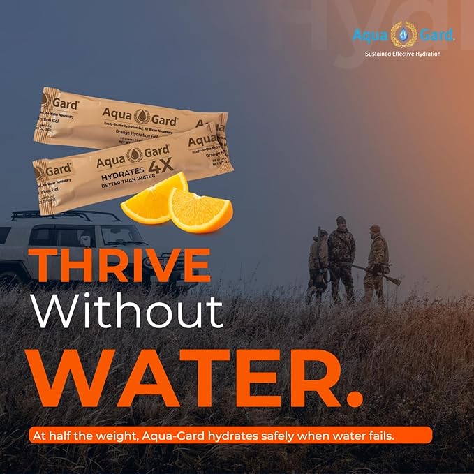 Aqua-Gard Emergency Water Gel - Survival Water Pouches for Disaster Relief | 200% More Effective Hydration | Emergency Water Pouches for Water Emergency Kit Supply for Extreme Conditions (25 Pack)