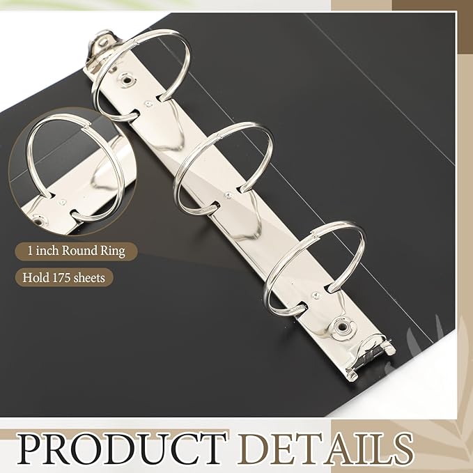 Humyoun 2 Pcs 8.5'' x 14'' Landscape 3 Ring Legal Size Binders 1 Inch Round Ring Binders Heavy Duty Economy Holds 8.5 '' x 14'' Paper for Artwork Blueprints, Office, Home, Work Places (Black)