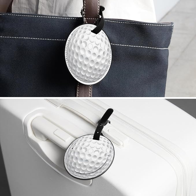 2 Pack Luggage Tags for Women, Durable Suitcase ID Tag, Golf Ball White