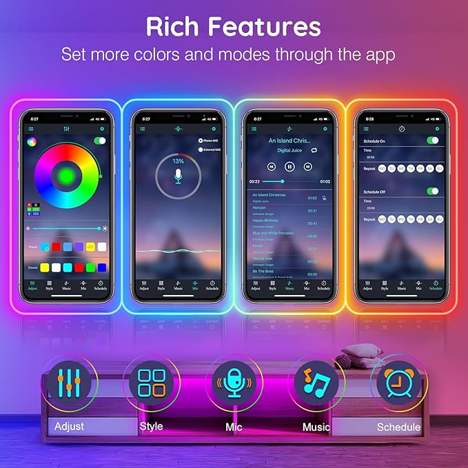 LETIANPAI 15Ft Neon Rope Lights,Flexible Led Rope Lights Control with App/Remote,Multiple Modes Music Sync Gaming RGB Led Neon Lights for Bedroom Outdoor
