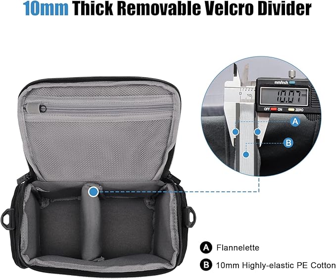 CADeN Compact Camera Shoulder Crossbody Bag Case Compatible for Nikon, Canon, Sony SLR/DSLR Mirrorless Cameras and Lenses Waterproof(1.0 S, Black)