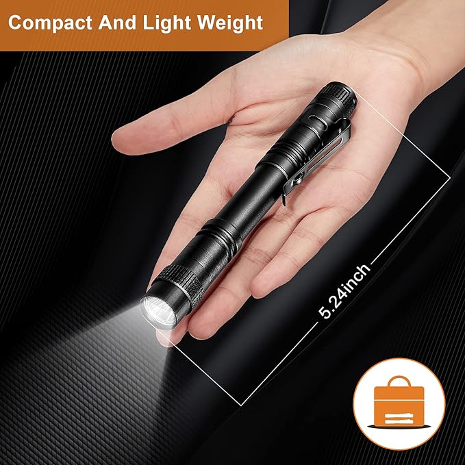 Honoson 10 Pieces Mini Pen Light Flashlight Small LED Pen Light Aluminum Pocket Flashlight with Clip for Inspection Camping Emergency Diary Lighting(3.5 Inches, 5.2 Inches)
