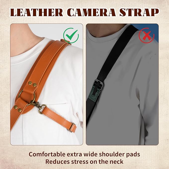 Leather Camera Harness for 1 Camera,Single Camera Strap for Photographers,Camera Shoulder Strap Quick Release DSLR