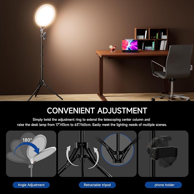 Ring Light Tripod for iPhone, 14" Selfie Ring Light with 63" Tripod Stand and Phone Holder, Professional LED Ringlight for Video Recording, Streaming, Photography, Makeup, Barber, TikTok White