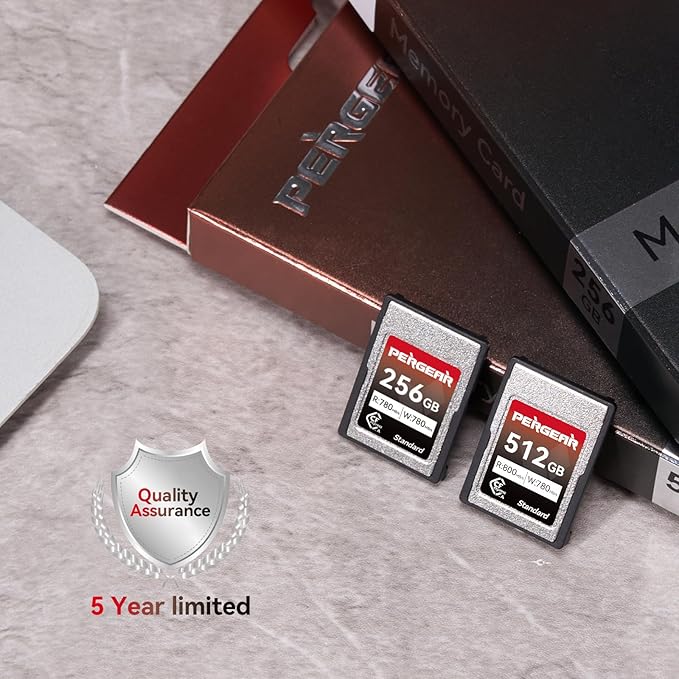 Pergear Upgraded 256GB CFexpress Type A Memory Card, Up to 780MB/s Read Speed & 780MB/s Write Speed for 4K 120P,8K 30P Recording, for Sony Alpha & FX Cameras, 2-Pack (Upgraded Version VPG200)