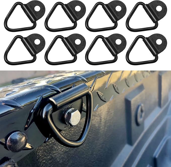 Cargo Tie-Down Anchors,8-Pack Black Steel V-Ring Bolton Trailer Cargo Tie Down,for Trailers,Trucks and Warehouses Replacement for D-Ring Plastic Flush Mount Pan Fitting Tie Down