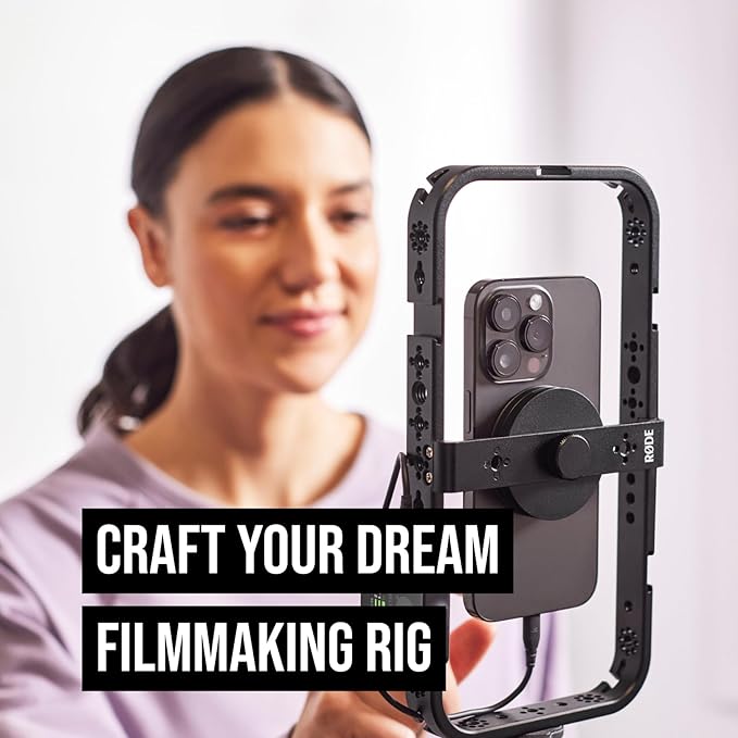 RØDE Phone Cage Magnetic Mobile Filmmaking Cage with 1/4-inch and 3/8-inch Threads and Cold Shoe Mounting Slots (MagSafe Compatible)