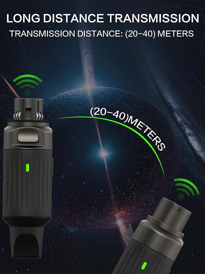 Aroma 2.4GHz Wireless XLR Transmitter and Receiver, 130ft Range, 7-Channel, 10H Battery, Plug & Play, Wireless Microphone Adapter for Dynamic Mics/PA System/Live Sound/Mixer/Church (ARC3-N2)