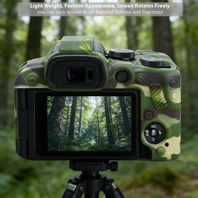 Frevyve Case for Canon EOS R10 Mirrorless Camera, Skin, Anti-Scratch, Lightweight Sleeve, Soft Silicone Rubber Protective Case Cover for Canon EOS R10 Accessories (Camouflage)