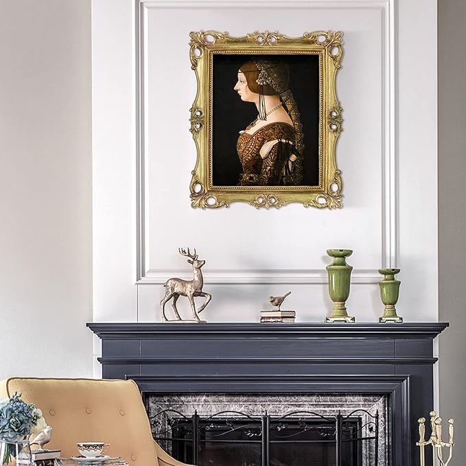 SIMON'S SHOP Vintage 8x10 Gold Picture Frame for Wall & Tabletop - Antique Style, Glass Cover, Vertical or Horizontal Display
