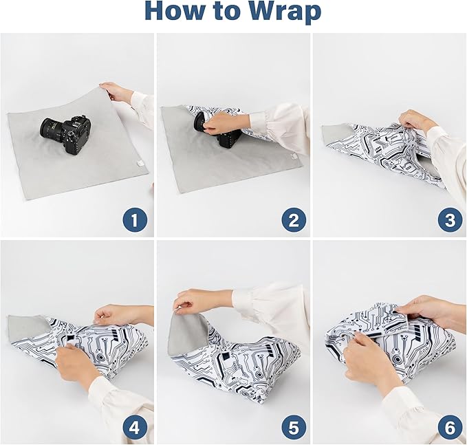 Walking Way Protective Wrap, Self-Adhesive Magic Cloth Camera Wrap, Storage Cloth, Anti-Scratch, Dustproof, Washable Lens Pouch for DSLR, Smartphones, Laptops, Cosmetic