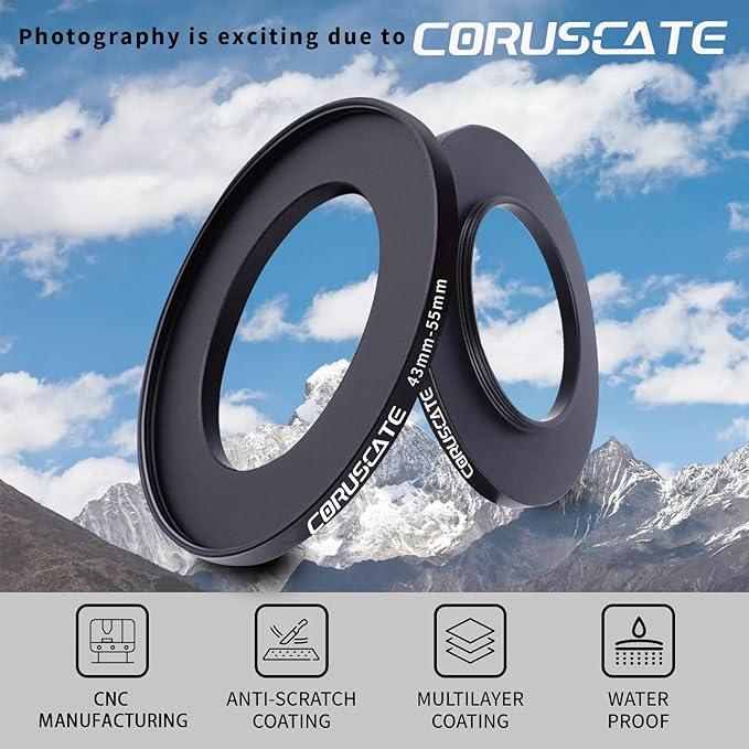 43mm to 55mm Camera Lens Adapter,Change The Filter or Lens Size from 43mm to 55mm.Compatible All 55mm Thread Filter Accessory.